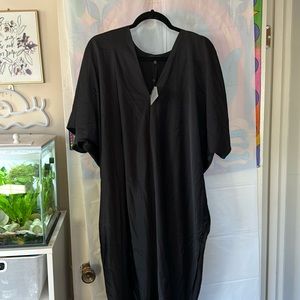 Satin Black V Neck Dress
